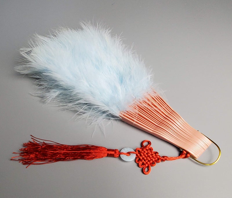 Happy Feather Handheld Marabou Feather Fan, 1920s Vintage Style Flapper Hand Fan for Costume Party and Dancing-Light Blue - Image 4